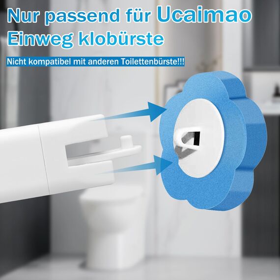 Ucaimao Einweg Toilettenbürste 72 Stück WC Schüssel Bürste Schwamm Nachfüllst，Einmal WC Bürste Pads mit Reinigungsmittel für Badezimmerreinigung、Waschbecken、Badewanne (Passt nur für Ucaimao) - Blau