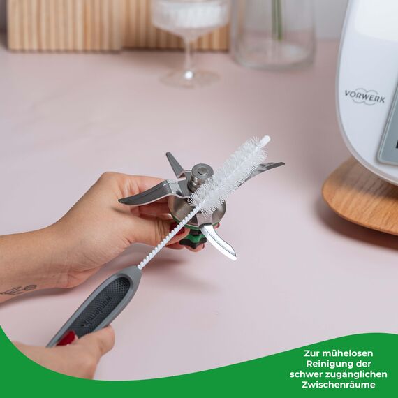Wundermix - WunderBrush® Bürsten Set • 2er Set mit Messerbürste für Küchenmaschine + Omega Reinigungsbürste für Gehäuse der Küchenmaschine • Mixmesser Spülbürsten