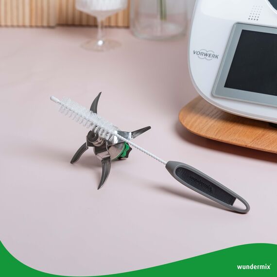Wundermix - WunderBrush® Bürsten Set • 2er Set mit Messerbürste für Küchenmaschine + Omega Reinigungsbürste für Gehäuse der Küchenmaschine • Mixmesser Spülbürsten