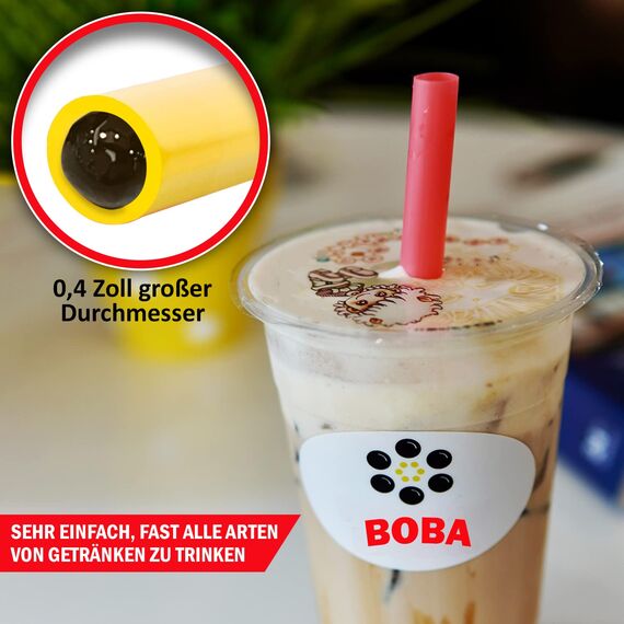 12 wiederverwendbare Boba-Smoothie-Strohhalme mit 2 Bürsten, 12 mm, mehrfarbige, BPA-freie Kunststoff-Strohhalme für Bubble Tea (Topioka, Perlen), Milchshakes, Säfte mit spitzen Spitzen.