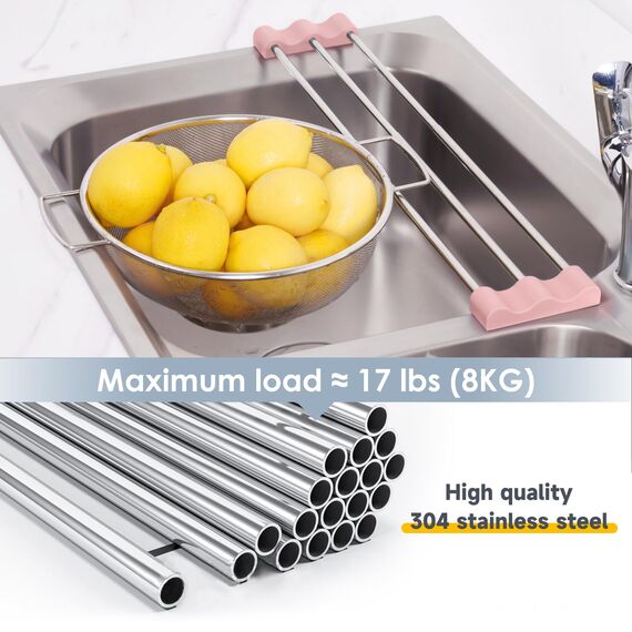 Tomorotec Verstellbares Küchenregal für Geschirrtücher, Schwämme, Flaschen und Bürsten, hitzebeständiger Edelstahl mit schlankem, erweiterbarem Design und multifunktionaler Silikonhalterung