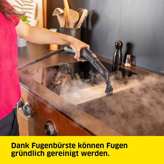 Kärcher Dampfreiniger SC 4 Deluxe, Dampfdruck: 4 bar, Aufheizzeit: 3 min., Fläche: ca. 130 m², Tank: 0,5 l + 1,3 l, inkl. Bodenreinigungsset EasyFix, Düsen, Mikrofaser-Überzug und Bürsten