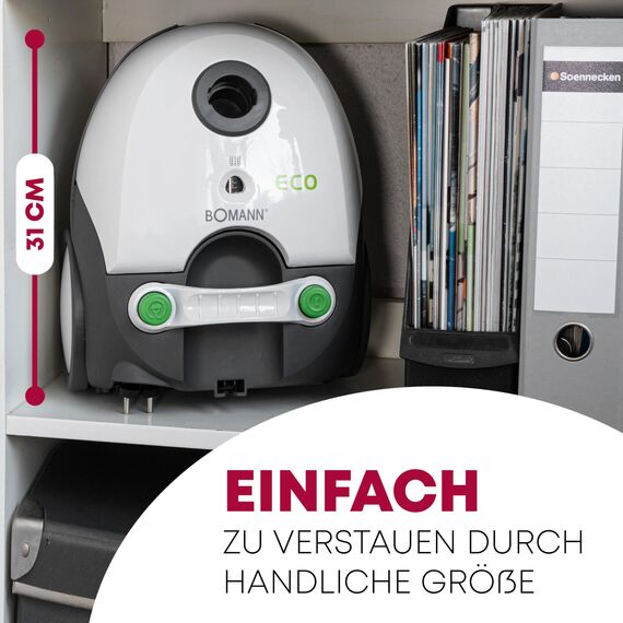 Bomann® Bodenstaubsauger mit energiesparenden 700 Watt | Staubsauger mit 5-Fach Mikrofiltersystem | Sauger mit Beutel | Umschaltbare Bodenbürste und Bürsten-/Fugendüse | BS 9019 CB N weiß