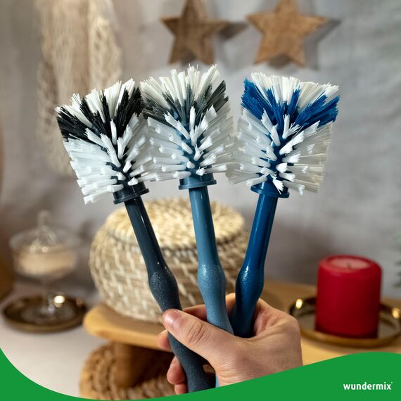 Wundermix - Mixtopf-Spülbürste für deine Küchenmaschine (3er Set) • Reinigungsbürste für Mixtöpfe gängiger Küchenmaschinen • Robuste Bürste mit Nylon-Borsten • Spülbürsten