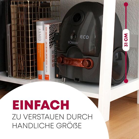 Bomann® Bodenstaubsauger mit energiesparenden 700 Watt | Staubsauger mit 5-Fach Mikrofiltersystem | Sauger mit Beutel | Umschaltbare Bodenbürste und Bürsten-/Fugendüse | BS 9019 CB N anthrazit