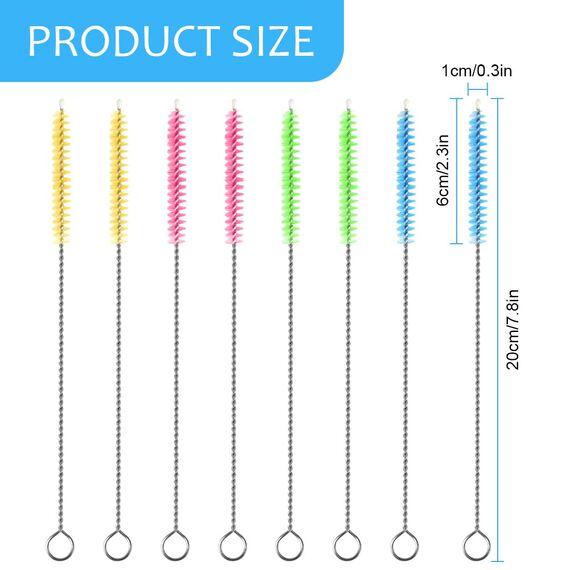 Vicloon Reinigungsbürsten, 8 Stück Flasche Reinigungsbürsten Milchschlauchbürste Nylon Schlauchbürste Set für Reagenzgläser Reinigen Teekanne Düse Trinken Strohhalme