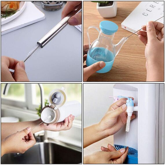 Vicloon Kleine Reinigungsbürste Für Kaffeevollautomat, 12 Pcs Strohhalm Bürste Set, Flasche Reinigungsbürsten Milchschlauchbürste Nylon Schlauchbürste Set für Teekanne Düse, Flaschenbürste Dünn - Weiß