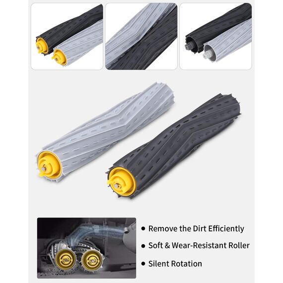 Jissta Ersatzteile Kompatibel mit iRobot Roomba Serie 800 900, Bürsten Zubehör für 866 871 880 890 960 966 971 976 980 981, 1 Sätze Gummibürste, 4 Filter HEPA, 7 Seitenbürste für Staubsauger Roboter