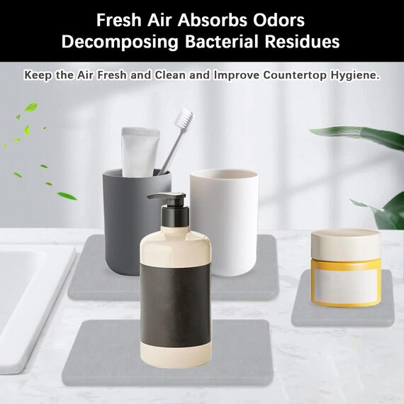 FYSL 3 Stück Wasserabsorbierender Stein für Spüle, Kieselgur Untersetzer, Diatomit Saugfähige Untersetzer, Wasser Absorbieren Und Entfeuchten, Diatomit Tablett für Schwämme, Bürsten, Seife