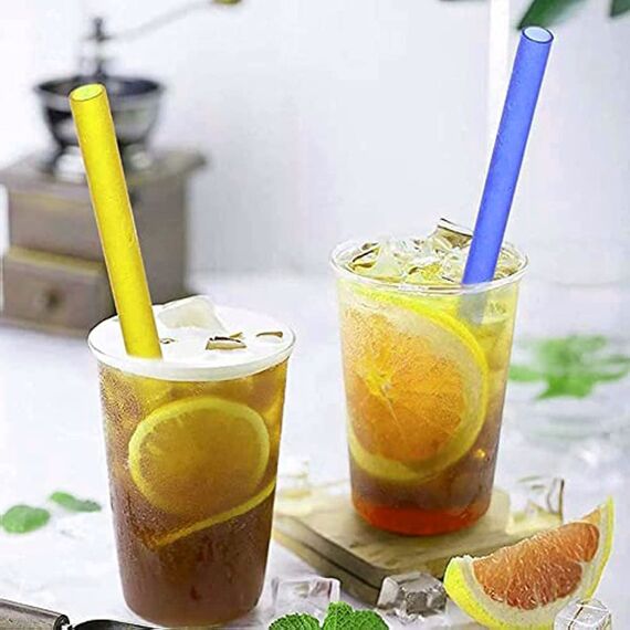 vgggrd 10 Wiederverwendbare Boba-Smoothie-Strohhalme mit 2 Bürsten, Bubble Tea Farbige 12 mm, BPA-freie Kunststoff-Strohhalme, Spitzes Design 26CM Lange