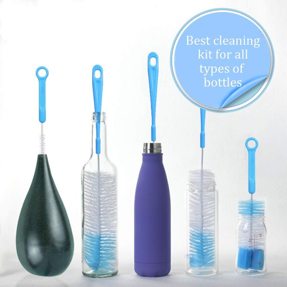 Vicloon Flaschenbürste, 11 Stück Reinigungsbürste, Bottle Brush Set, Long Handle Stainless Steel Bottle Cleaner Brush zum Waschen von schmalen Hälsen, Glas, Hydroflaschen