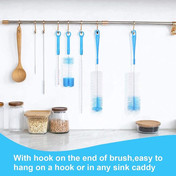 Vicloon Flaschenbürste, 11 Stück Reinigungsbürste, Bottle Brush Set, Long Handle Stainless Steel Bottle Cleaner Brush zum Waschen von schmalen Hälsen, Glas, Hydroflaschen