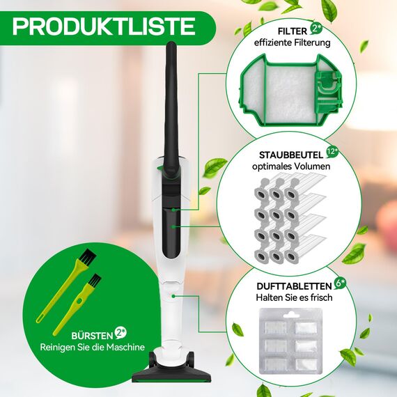 12 Stück Staubsaugerbeutel für Vorwerk Kobold VK7 FP7,Staubsauger Beutel Zubehör für Vorwerk Akkusauger VK7 Staubsaugerbeutel,FP7 Premium Filtertüten für Kobold