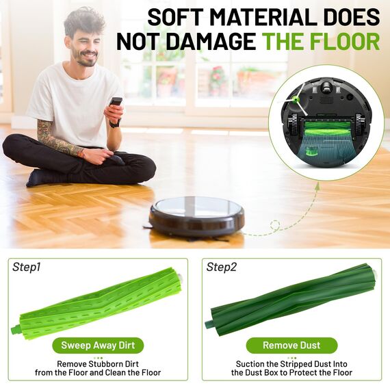 GlasFlength 2 Satz Rollen Bürste Bürsten Ersatzteile für iRobot Roomba E5 E6 E7 j7 j7+ j7 Plus i8 i8+ i7 i7+ i4 i3 i3+, Gummiwalzenbürste Zubehör Kompatibel für iRobot Roomba E I J Serie Staubsauger