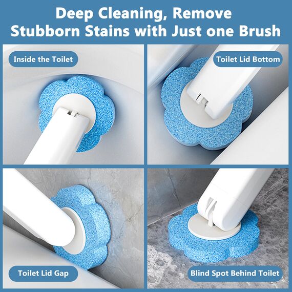 ENCOUN Einweg Toilettenbürste, Tiefenreinigung Toilettenbürste, Klobürste mit Randreiniger, Toilet Brush mit 36 Stück Toilettenreiniger, WC-Bürsten mit Halter für Badezimmer, Waschbecken, Badewanne