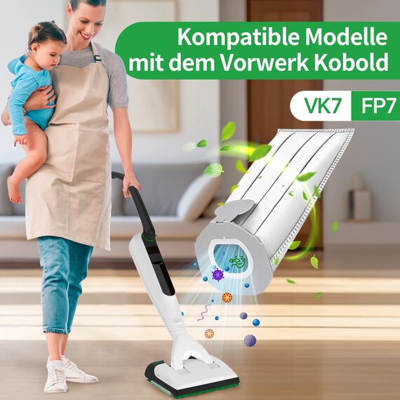 12 Stück Staubsaugerbeutel für Vorwerk Kobold VK7 FP7,Staubsauger Beutel Zubehör für Vorwerk Akkusauger VK7 Staubsaugerbeutel,FP7 Premium Filtertüten für Kobold