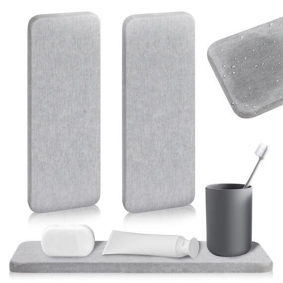 FYSL 2 Stück Wassersabsorbierende Stein Untersetzer aus Kieselguhr - Schnelle Wasseraufnahme & Feuchtigkeitsentziehend für Spüle, Gläser, Flaschen, Küche, Bad