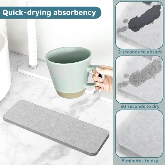 FYSL 2 Stück Wassersabsorbierende Stein Untersetzer aus Kieselguhr - Schnelle Wasseraufnahme & Feuchtigkeitsentziehend für Spüle, Gläser, Flaschen, Küche, Bad