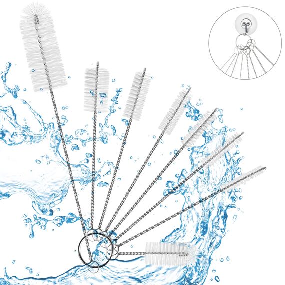 Vicloon Reinigungsbürsten, 8 Stück Flasche Reinigungsbürsten Milchschlauchbürste Nylon Schlauchbürste Set für Reagenzgläser Reinigen Teekanne Düse Trinken Strohhalme(Weiß)