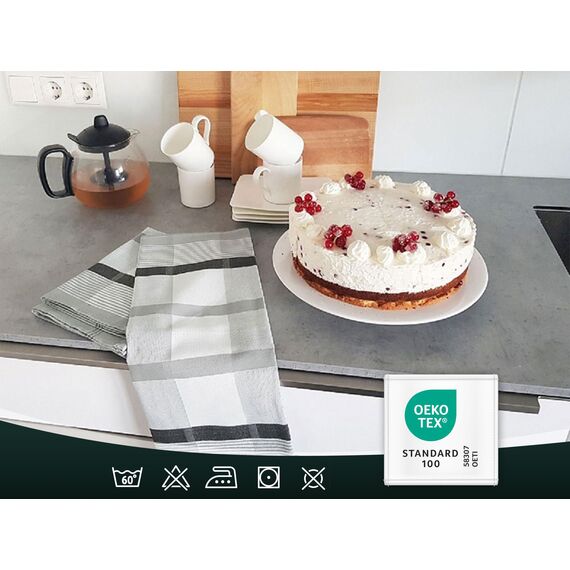 ZOLLNER 4er Set Geschirrtücher Baumwolle in 50x70 cm - saugstarke und robuste Küchentücher - waschbar bis 60°C – in grau kariert - Gastronomiequalität - Oeko Tex® Zertifiziert