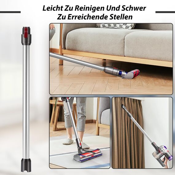 Verlängerungsrohr für Dyson Saugrohr V11 Kompatibel mit Dyson Rohr V15 V 11 V10 V8 V7, Starres Teleskoprohr, V10 Ersatzteile Verlängerungsstange mit Zwei 2-in-1-Bürsten, Silber