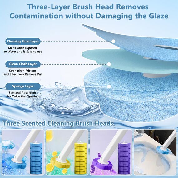 ENCOUN Einweg Toilettenbürste, Tiefenreinigung Toilettenbürste, Klobürste mit Randreiniger, Toilet Brush mit 36 Stück Toilettenreiniger, WC-Bürsten mit Halter für Badezimmer, Waschbecken, Badewanne