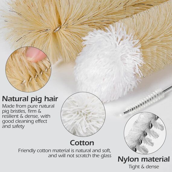 MASTERTOP Reinigungsbürsten-Set für Flaschen,9-teiliges multifunktionale Flaschenbürste, geeignet für die Reinigung von Strohhalm, Milchflasche, Weinglas, Dekanter und Ausgießer von Teekanne