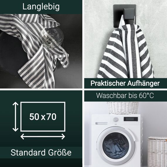 ZOLLNER 5er Set Geschirrtücher Baumwolle in 50x70 cm - saugstarke und langlebige Küchentücher - waschbar bis 60°C – in schwarz gestreift- Gastronomiequalität - Oeko Tex® Zertifiziert