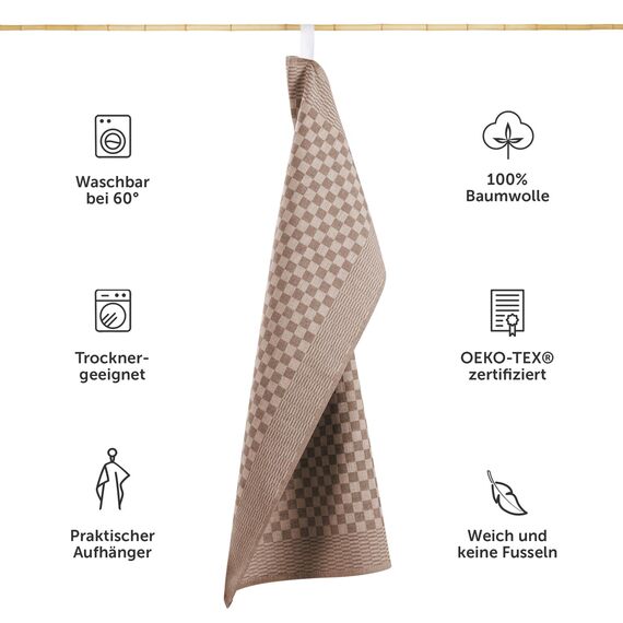 Blumtal Geschirrtücher Baumwolle 50x70 cm im 20er Set - Oeko-TEX zertifizierte Küchentücher - extrem saugstarke Geschirrhandtücher - Küchenhandtücher waschbar 95 °C - Geschirrtuch Braun