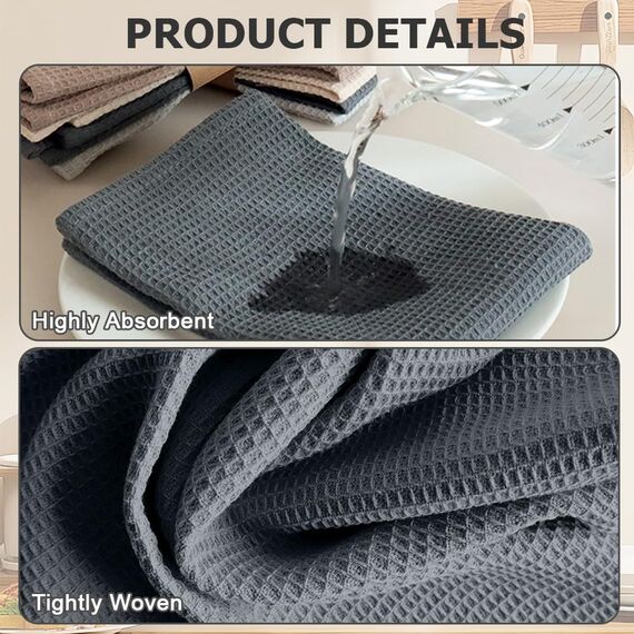 AMFUN 4PCS Geschirrtücher Baumwolle, 65x45 cm Küchenhandtücher, Geschirrtücher Waffelstruktur Handtücher Küche, Küchentücher Saugstarke und Strapazierfähige (Mehrfarbig)