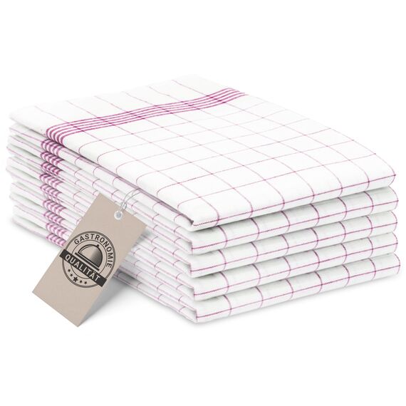 ZOLLNER 5er Set Geschirrtücher Baumwolle in 50x70 cm - super saugstarke und langlebige Küchentücher - waschbar bis 95°C – in rot weiß kariert - Gastronomiequalität - Oeko Tex® Zertifiziert