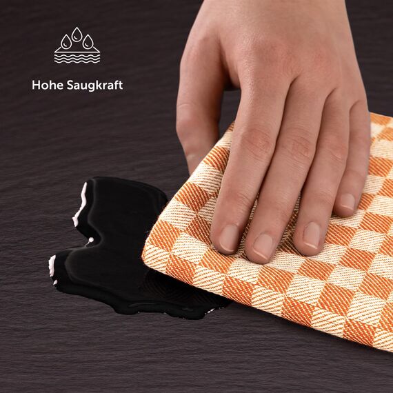 Blumtal Geschirrtücher Baumwolle 50x70 cm im 5er Set - Oeko-TEX zertifizierte Küchentücher - extrem saugstarke Geschirrhandtücher - Küchenhandtücher waschbar 95 °C - Geschirrtuch Orange