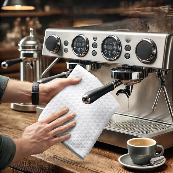 Moosfor Microfasertücher, 6er-Set, Saugfähige Fusselfrei Küchentücher Spültücher für Küche Dicke Barista Tuch Geschirrtücher Lappen, 30 x 30 cm, Weiß