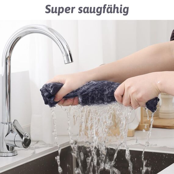 Moosfor Microfasertücher, 8er-Set, Saugfähige Fusselfrei Küchentücher Spültücher für Küche Dicke Barista Tuch Geschirrtücher Lappen, 30 x 30 cm, Dunkelgrau