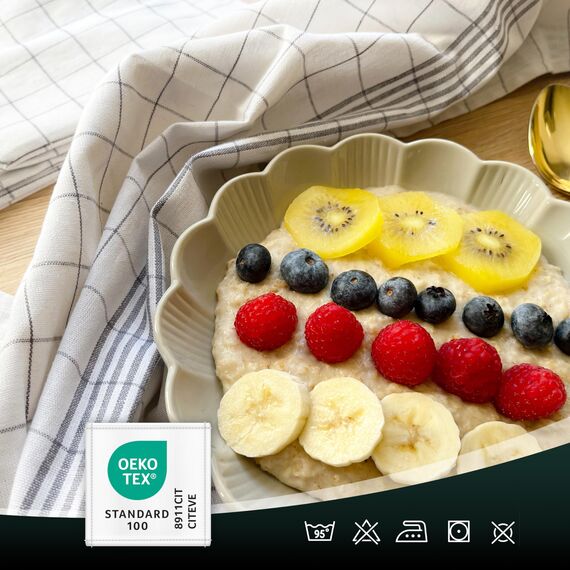 ZOLLNER 10er Set Geschirrtücher Baumwolle in 50x70 cm - super saugstarke und langlebige Küchentücher - waschbar bis 95°C – in grau weiß kariert - Gastronomiequalität - Oeko Tex® Zertifiziert