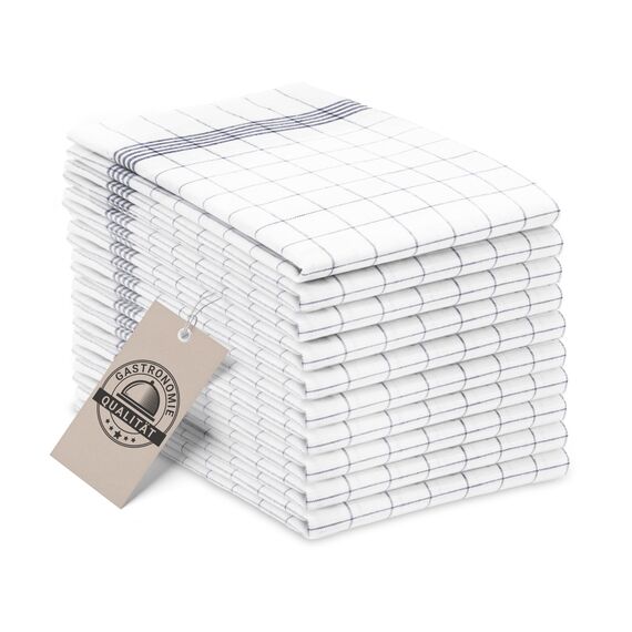 ZOLLNER 10er Set Geschirrtücher Baumwolle in 50x70 cm - super saugstarke und langlebige Küchentücher - waschbar bis 95°C – in grau weiß kariert - Gastronomiequalität - Oeko Tex® Zertifiziert