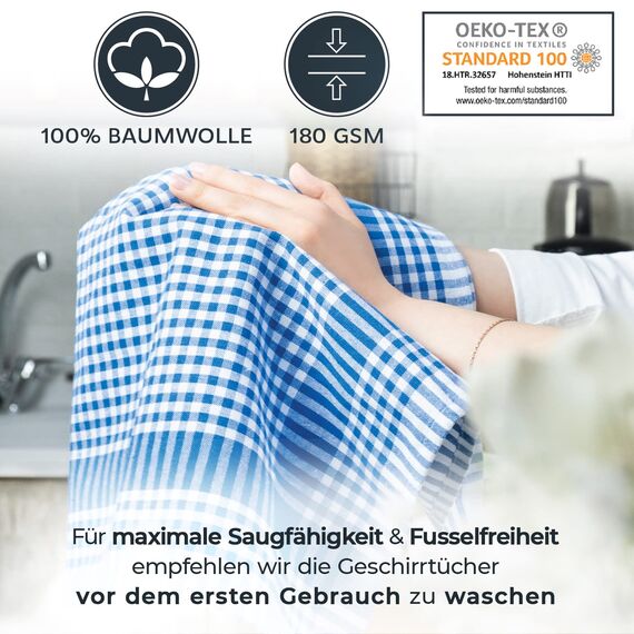 LAYNENBURG 10er-Set Premium Geschirrtücher kariert - 100% Baumwolle - 45x65 cm & Aufhänger - Oeko TEX Standard 100 - Küchentücher fusselfrei & modern - Vintage Küchenhandtücher (Mehrfarbig)
