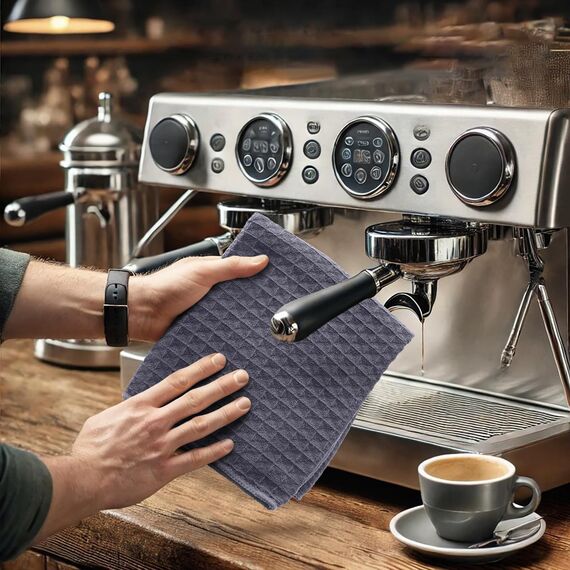 Moosfor Microfasertücher, 8er-Set, Saugfähige Fusselfrei Küchentücher Spültücher für Küche Dicke Barista Tuch Geschirrtücher Lappen, 30 x 30 cm, Dunkelgrau