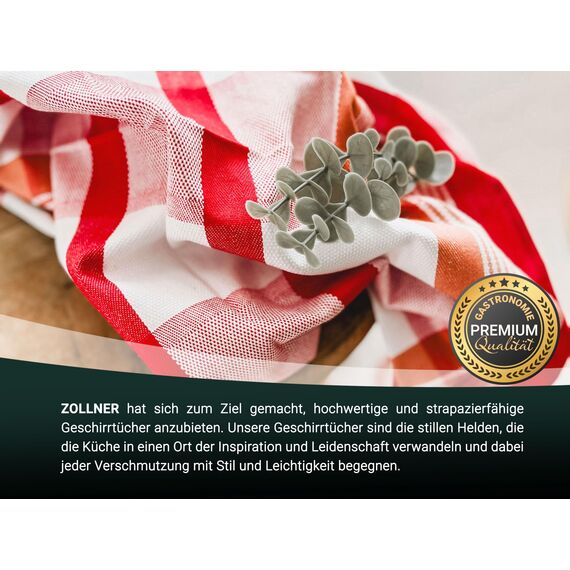 ZOLLNER 4er Set Geschirrtücher Baumwolle in 50x70 cm - saugstarke und robuste Küchentücher - waschbar bis 60°C – in rot kariert - Gastronomiequalität - Oeko Tex® Zertifiziert