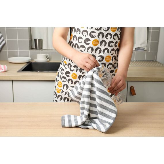 gryeer 8er-Set Microfaser Geschirrtücher, super saugfähig, weich und dick Küchentücher,Überprüfen Sie entworfen mit hängenden Schleifen, 65 x 45 cm,Grau