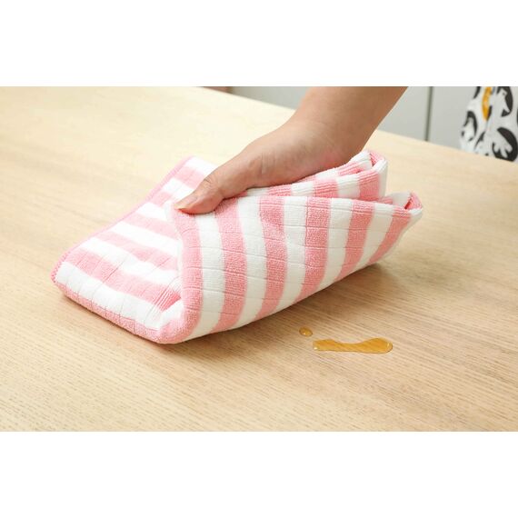 gryeer 8er-Set Microfaser Geschirrtücher, super saugfähig, weich und dick Küchentücher,Überprüfen Sie entworfen mit hängenden Schleifen, 65 x 45 cm,Pink