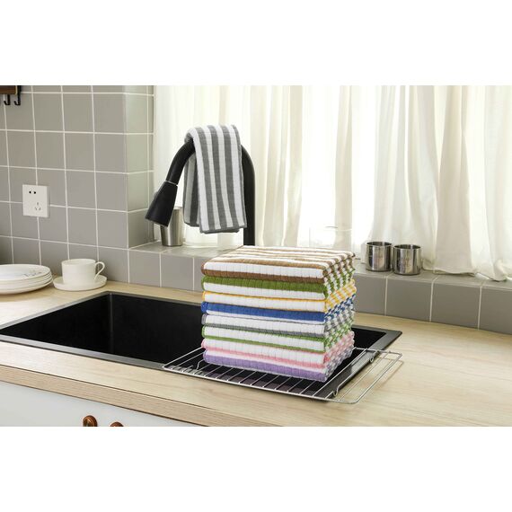 gryeer 8er-Set Microfaser Geschirrtücher, super saugfähig, weich und dick Küchentücher,Überprüfen Sie entworfen mit hängenden Schleifen, 65 x 45 cm,Pink