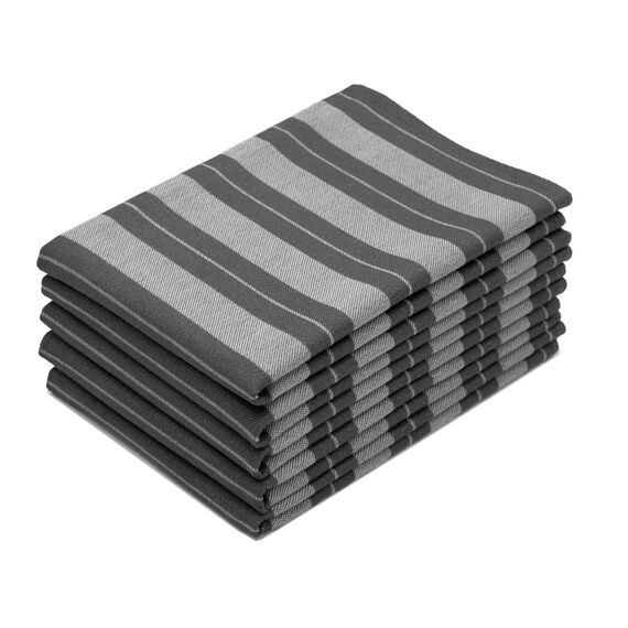 ZOLLNER 5er Set Geschirrtücher - Baumwolle in 50x70 cm - saugstarke und strapazierfähige Küchentücher - waschbar bis 60°C – in Graphit gestreift - Gastronomiequalität - Oeko Tex® Zertifiziert