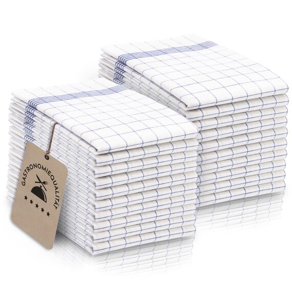 ZOLLNER 20er Set Geschirrtücher Baumwolle in 50x70 cm - super saugstarke und langlebige Küchentücher - waschbar bis 95°C – in blau weiß kariert - Gastronomiequalität - Oeko Tex® Zertifiziert