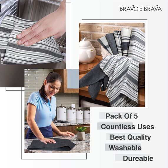 LinenWeave Packung mit 5 geschirrtücher – 100% geschirrtücher Baumwolle, 45 x 70 cm – Super saugfähiges küchentücher – Maschinenwaschbar geschirrhandtücher – küchenhandtücher (Culture 5)