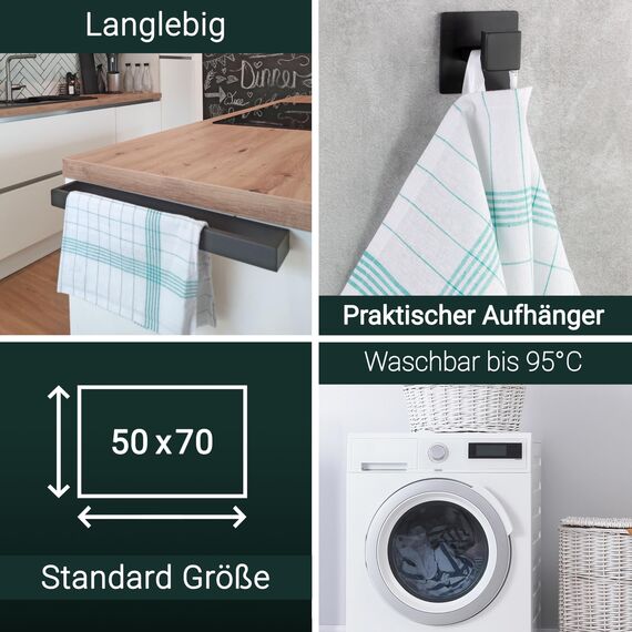 ZOLLNER 5er Set Geschirrtücher Baumwolle in 50x70 cm - super saugstarke und langlebige Küchentücher - waschbar bis 95°C – in türkis weiß kariert - Gastronomiequalität - Oeko Tex® Zertifiziert