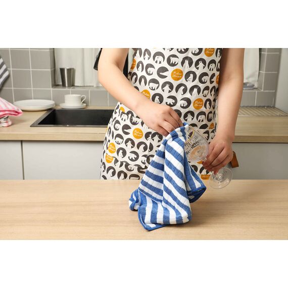 gryeer 8er-Set Microfaser Geschirrtücher, super saugfähig, weich und dick Küchentücher,Überprüfen Sie entworfen mit hängenden Schleifen, 65 x 45 cm,Blau