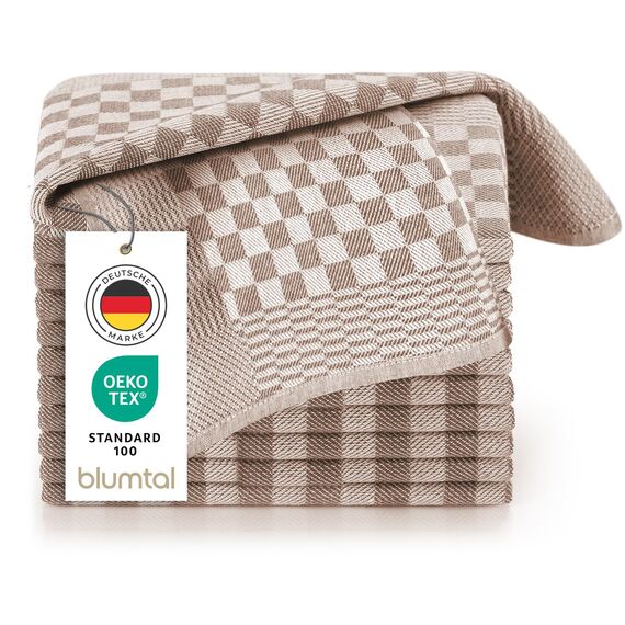 Blumtal Geschirrtücher Baumwolle 50x70 cm im 5er Set - Oeko-TEX zertifizierte Küchentücher - extrem saugstarke Geschirrhandtücher - Küchenhandtücher waschbar 95 °C - Geschirrtuch Braun