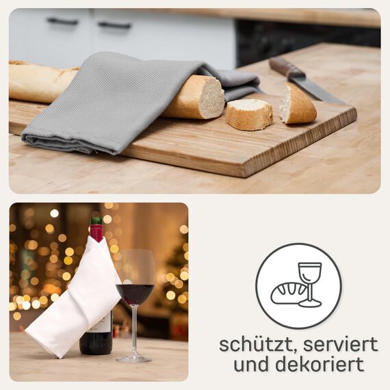 Bellphany 4er Set Geschirrtücher - Küchentücher 100% türkische Baumwolle, Oeko-TEX® zertifizierte Geschirrhandtücher, 45x60cm, weiß einfarbig