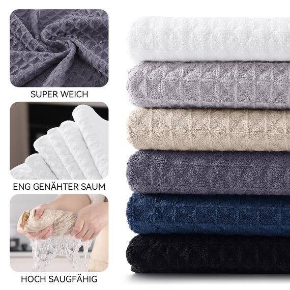 Moosfor Microfasertücher, 6er-Set, Saugfähige Fusselfrei Küchentücher Spültücher für Küche Dicke Barista Tuch Geschirrtücher Lappen, 30 x 30 cm, Schwarz